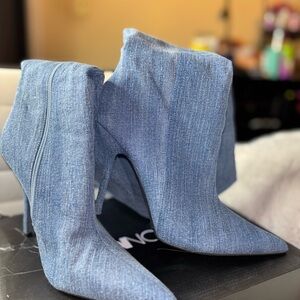 Stylish Blue Denim Heeled Boots